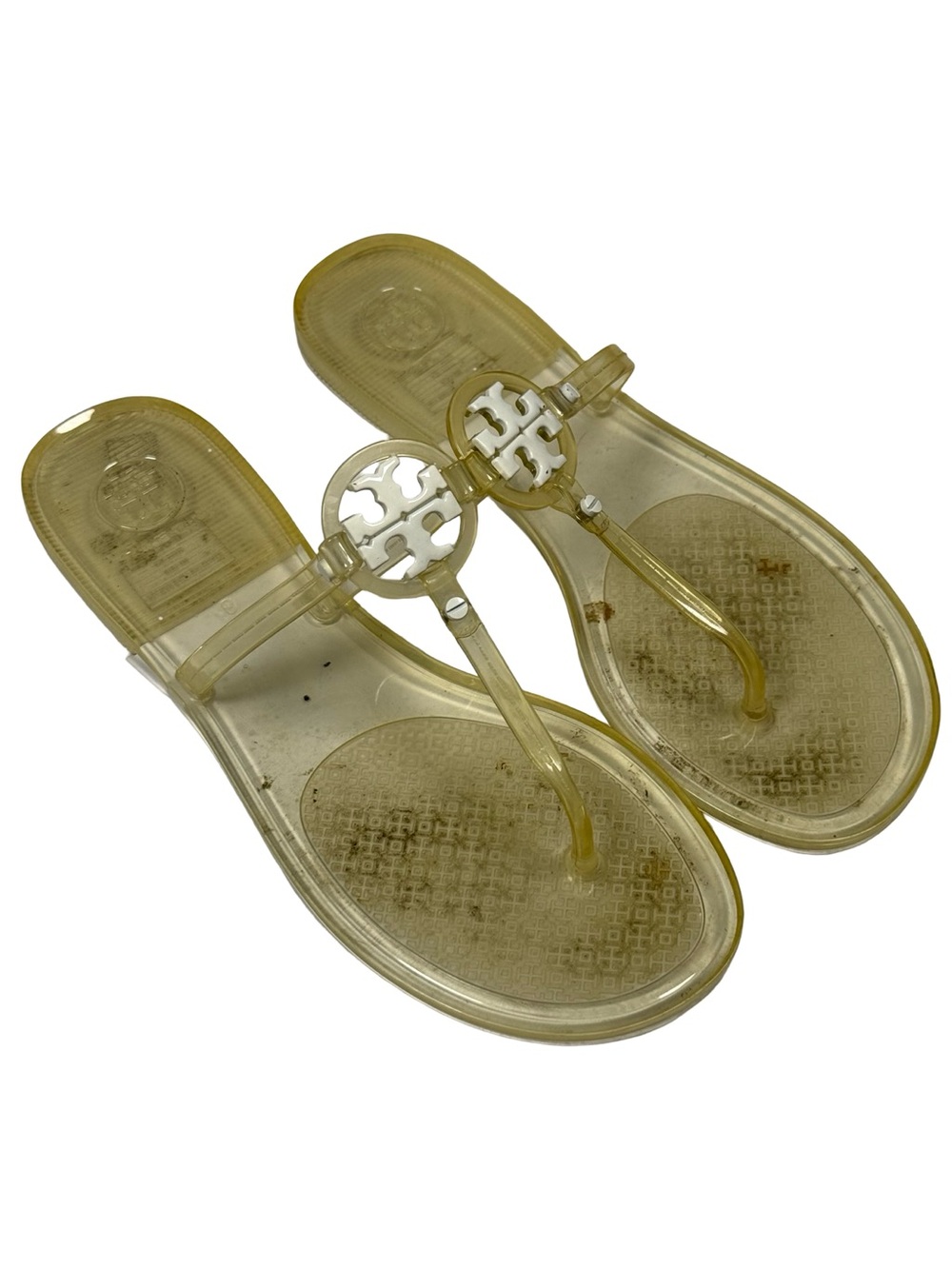 Tory Burch Mini Miller Jelly Sandals Sz 8 Clear Summer Resort Beach Pool Thong
